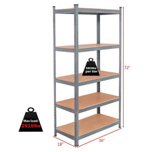 Load image into Gallery viewer, Shop here tangkula 72 storage shelves heavy duty steel frame 5 tier garage shelf metal multi use storage shelving unit for home office dormitory garage
