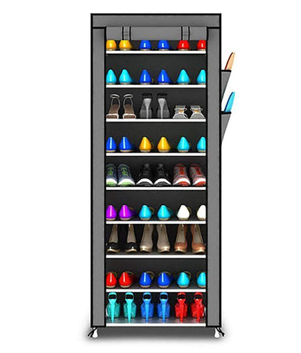 Non-Woven Fabric Collapsible Portable Foldable 10 Layer Easy Installation Shoe Rack/Cabinet, Standard