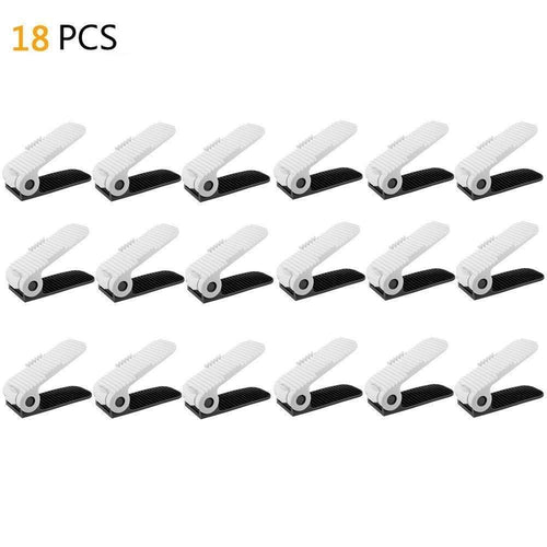 Lovne 18 Pairs Adjustable Double Shoe Rack Organizer, Shoe Slots Space Saver, Free Standing Shoe Rack for Closet, Shoes Holder for Boot/High Heels/Sneaker/Sandals/Slipper-Black&White
