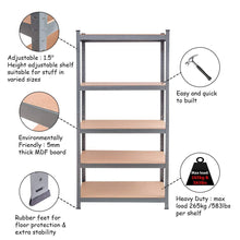 Load image into Gallery viewer, Storage tangkula 5 tier storage shelves space saving storage rack heavy duty steel frame organizer high weight capacity multi use shelving unit for home office dormitory garage with adjustable shelves 4 pcs