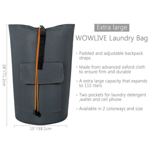 Buy wowlive extra large laundry bag laundry backpack hanging laundry hamper adjustable shoulder straps camping bag waterproof durable travel collage apartment dorm sports dark grey