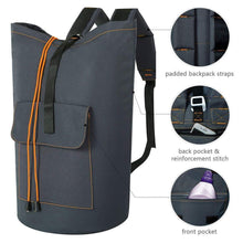 Load image into Gallery viewer, Budget wowlive extra large laundry bag laundry backpack hanging laundry hamper adjustable shoulder straps camping bag waterproof durable travel collage apartment dorm sports dark grey