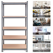Load image into Gallery viewer, Storage organizer tangkula 5 tier storage shelves space saving storage rack heavy duty steel frame organizer high weight capacity multi use shelving unit for home office dormitory garage with adjustable shelves 4 pcs