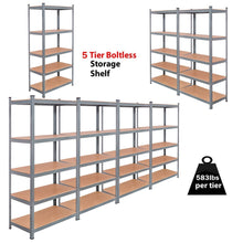 Load image into Gallery viewer, Shop tangkula 5 tier storage shelves space saving storage rack heavy duty steel frame organizer high weight capacity multi use shelving unit for home office dormitory garage with adjustable shelves 4 pcs