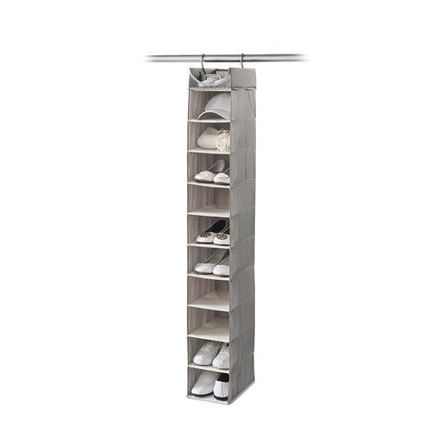Hanging 10-Shelf Shoe Organizer with Top Shelf - Harmony Twill Collection - Style 7751