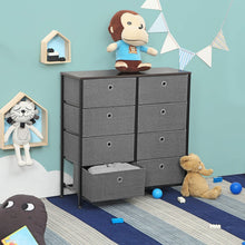 Load image into Gallery viewer, Purchase songmics 4 tier wide drawer dresser storage unit with 8 easy pull fabric drawers and metal frame wooden tabletop for closets nursery dorm room hallway 31 5 x 11 8 x 32 1 inches gray ults24g