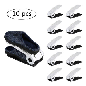 10 Pairs Adjustable Double Shoe Rack Organizer