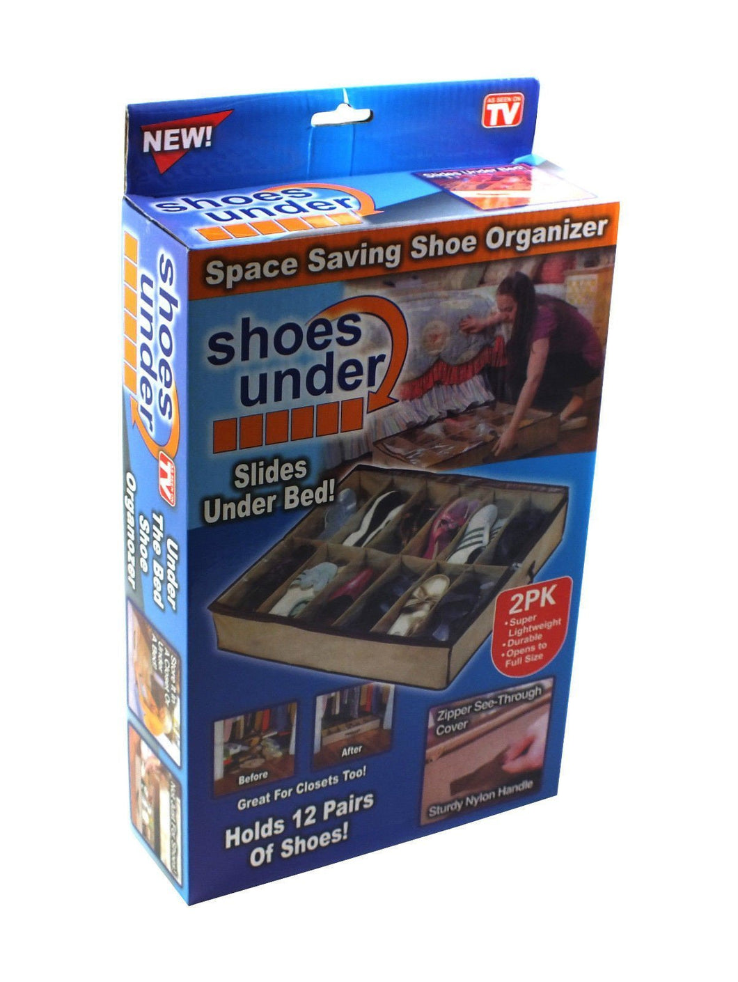 12 PAIR Under Bed Under Bed Shoes Storage Space Saving Shoe Organizer Bag Box 3842