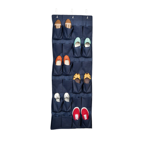 24-Pocket Over-The-Door Shoe Organizer, Navy