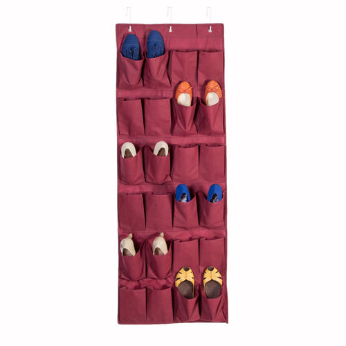 24-Pocket Over-The-Door Shoe Organizer, Red