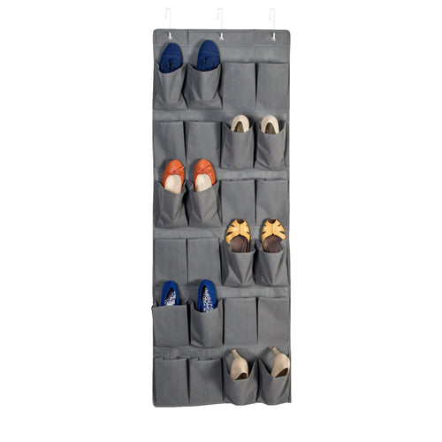 24-Pocket Over-The-Door Shoe Organizer, Gray